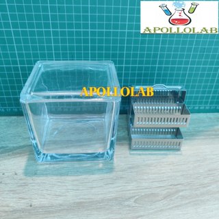 Hộp nhuộm lam kèm giá treo inox 30 vị trí cao cấp thí nghiệm.