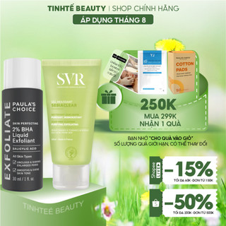 Bộ sản phẩm chăm sóc da mụn Paula's Choice SVR Sebiaclear Gel Moussant + 2% BHA Liquid