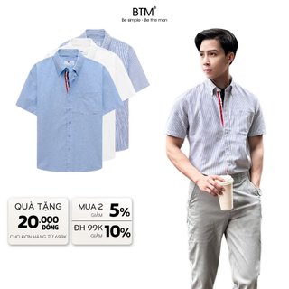 Áo Sơ Mi Nam Cộc Tay BTM Trimmed Short Sleevel Oxfort - Vải Oxfort Dày Dặn Form Slim Fit Mã 1.619