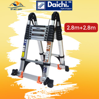 Thang Nhôm Rút Đôi Chữ A 5.6m (2,8m+2,8m) gấp gọn Chính hãng. Thang Nhôm Rút Bản Cao Cấp, Có Bánh Xe