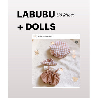 "có sẵn"set caro yếm - outfit quần áo cho búp bê labubu17cm/ doll 15cm 20cm