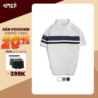 Áo polo nam phối màu 4MEN PO042 trẻ trung, dễ phối đồ, chất thun cao cấp thoáng mát
