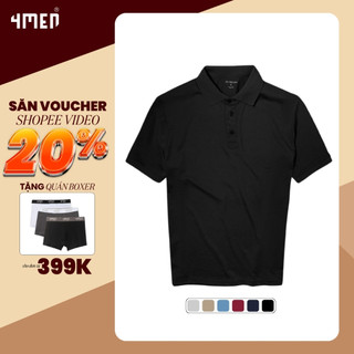 Áo polo nam trơn 4MEN PO064 có cổ trụ bẻ, ngắn tay, vải cá sấu thấm mồ hôi, thoáng mát, mềm mịn, chống nhăn