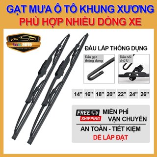 [FREESHIP] Cần gạt nước mưa trước ô tô xe hơi, cần lưỡi thanh gạt kính xe khung xương lưỡi silicon làm sạch kính oto