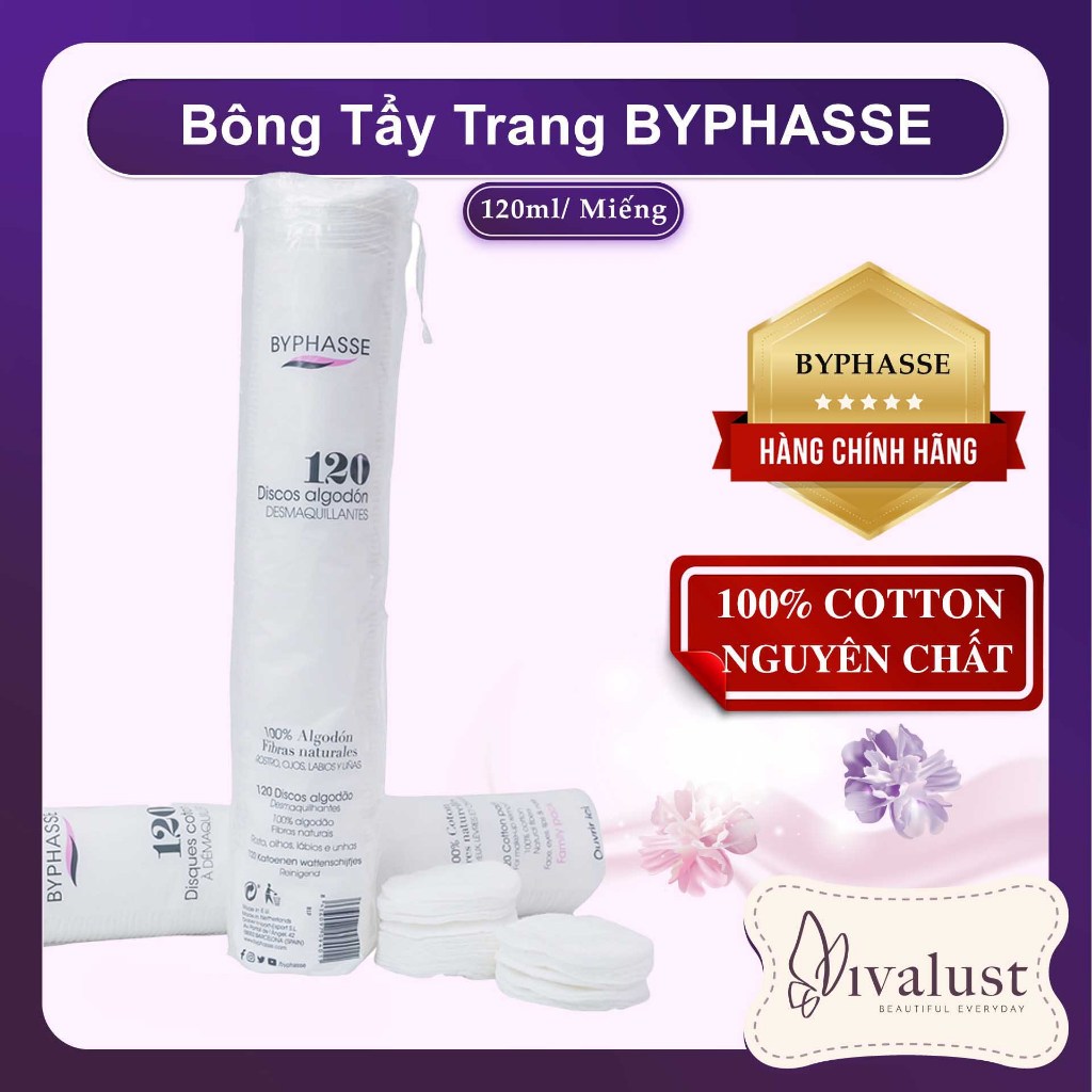Bông tẩy trang Byphasse - 120 miếng