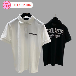 Áo Polo DSQ nam nữ in chữ ngang ngực và mặt lưng siêu đẹp