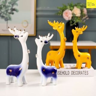 Cặp đôi hươu sứ trang trí nhà cửa, tủ kệ, giá sách, quà lưu niệm cho bạn bè, người thân