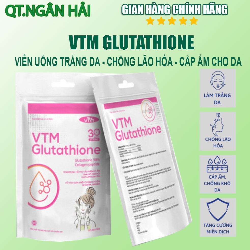 Combo viên uống VTM Vitamin C và Glutathione làm trắng da, đẹp da, mờ thâm tăng cường sức đề kháng
