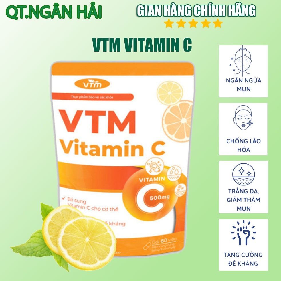 Combo viên uống VTM Vitamin C và Glutathione làm trắng da, đẹp da, mờ thâm tăng cường sức đề kháng