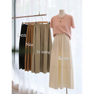 Petbychang - Chân váy kaki dáng dài, vải mềm mướt ko nhăn, kiểu dáng basic dễ mặc, dễ phối cùng các loại áo