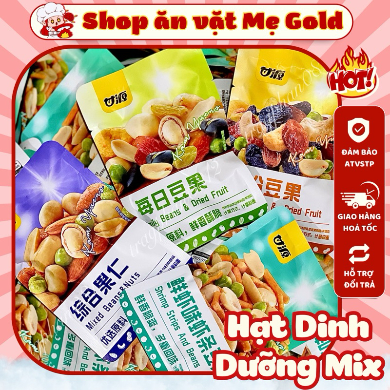 [Bao bì Tiếng Việt] Combo hạt mix dinh dưỡng tẩm vị Gan Yuan, đậu mix hạt & trái cây sấy khô Kam Yuens (gói ~30g)