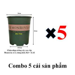 Set 5 chậu nhựa trồng cây Monrovia  cỡ số 3 xuất xứ Trung Quốc