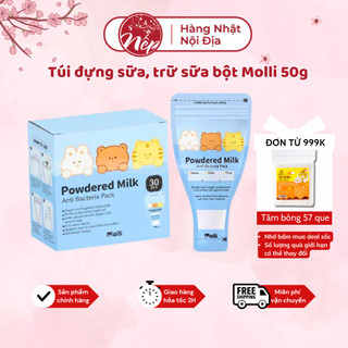 Túi đựng sữa, trữ sữa bột Molli 50g kháng khuẩn nhỏ gọn tiện lợi hộp 30 túi - Nếp Shop