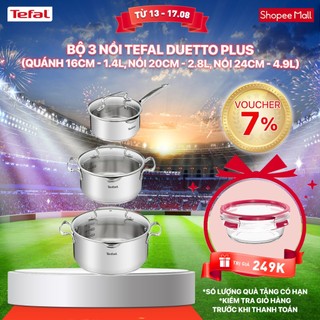 Bộ 3 nồi inox đáy từ cao cấp Tefal Duetto Plus (1.4L - 2.8L - 4.9L)