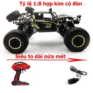 Xe ô tô địa hình điều khiển từ xa tỷ lệ 1:8  bằng hợp kim có đèn tốc độ cao tần số 2.4 GHz