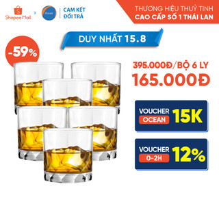 Bộ 6 ly thủy tinh Ocean Connexion Double Rock 350ml - Chính Hãng