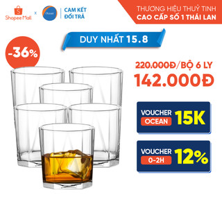 [Cam Kết Đổi Trả Nếu Vỡ] Bộ 6 Ly Thủy Tinh Ocean Pyramid Rock 260ml - Chính Hãng