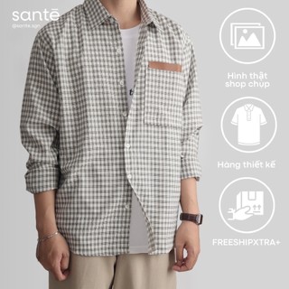 Áo sơ mi nam kẻ caro túi ngực phối túi da - finn shirt by santé studio