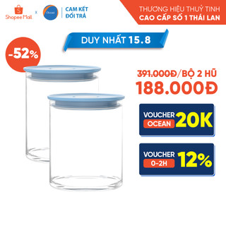 [Cam Kết Đổi Trả Nếu Vỡ] Bộ 2 hũ thủy tinh Ocean nắp nhựa kín hơi Norma 685ml - Chính Hãng