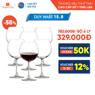 [Cam Kết Đổi Trả Nếu Bể Vỡ] Bộ 6 Ly Rượu Thủy Tinh Ocean Madison Burgundy 650ml - Chính Hãng