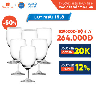 Bộ 6 ly rượu thủy tinh ocean classic goblet 350ml - chính hãng