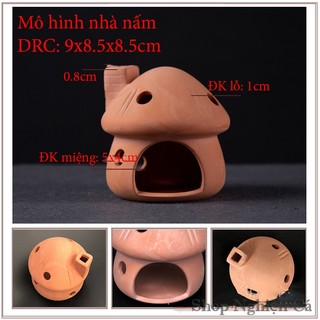 Hang Trú Cho Cá, Tép, Pleco - Trang Trí Hồ Cá, Thuỷ sinh Đá gốm đỏ Đường hầm trú ẩn Nhiều hình dáng