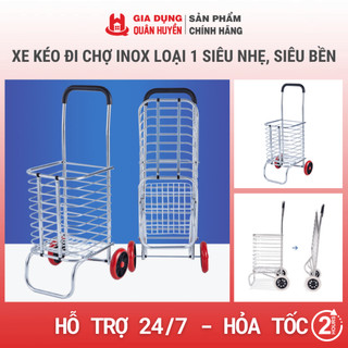 Xe kéo đi chợ inox loại 1 siêu nhẹ, siêu bền