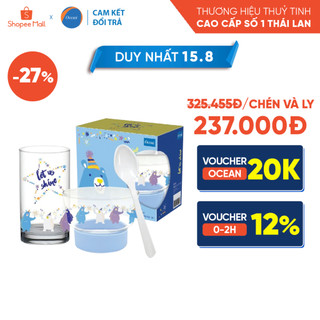 Bộ chén và ly thủy tinh Ocean Bear - Chính Hãng