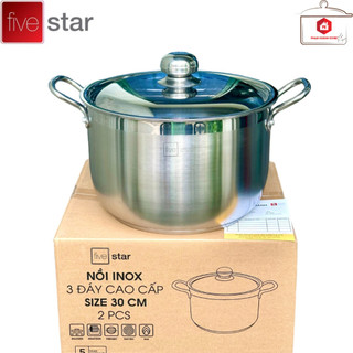 Nồi inox 3 đáy fivestar n32-3d 32cm sử dụng được trên mọi loại bếp