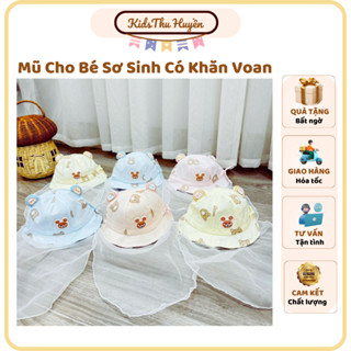 Mũ Cho Bé Sơ Sinh Có Khăn Voan Che Mặt Nón , Chống Bụi An Toàn Cho Trẻ Từ 0-6 Tháng