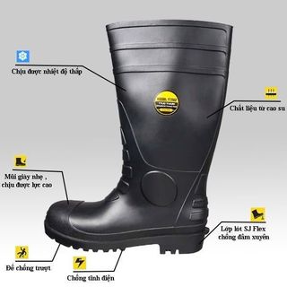 Ủng bảo hộ lao động nam Jogger Hercules S5 đế sắt mũi sắt, Ủng lao động thuận tiện đi mưa.