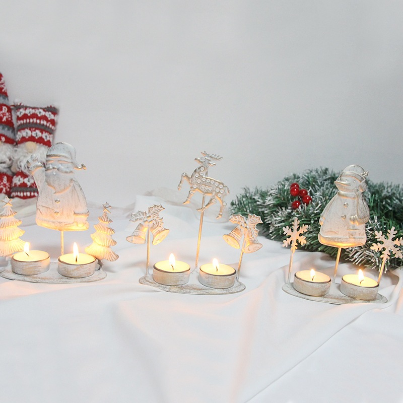 Giá Nến Đôi Giả Cổ Vintage GN09 Phụ Kiện Trang Trí Noel Giáng Sinh