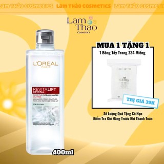[MUA 400ML TẶNG 1 BTT CEIBA] Nước Tẩy Trang Dành Cho Da Dầu Loreal Revitalift Crystal Purifying Micellar Water