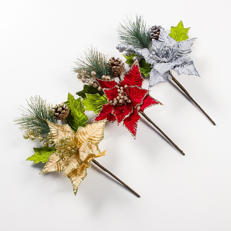 Hoa Kim Sa Quả Thông Tròn KS09 Trang Trí Cây Thông Noel Phụ Kiện Giáng Sinh