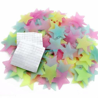 Bịch 100 Ngôi Sao Dạ Quang Trang Trí Phòng, Tường, Phát Quang Khi Có Ánh Sáng Chiếu, Miếng Dán Tường Dạ Quang Nghệ Thuật