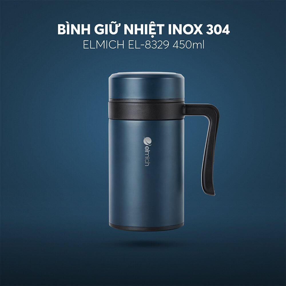 Cốc Giữ Nhiệt Elmich EL-8329 (Dung Tích 450ml, Chất Liệu INOX 304, Có Lưới Lọc Trà)