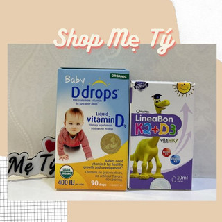 Vitamin K2+D3 Lineabon 20ml / D3 Thuần Baby 400IU VItamin D3 Ddrops Mỹ cho bé từ sơ sinh
