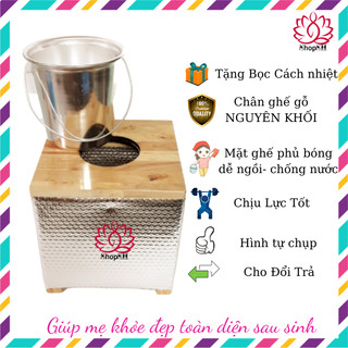 [HCM]Bộ ghế xông vùng kín cao cấp bằng gỗ Tặng bọc cách nhiệt + nệm ghế