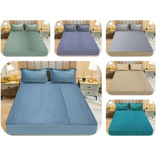 Bộ ga giường và vỏ gối phi lụa trần bông nhập khẩu hàn quốc size m6/m8/2m2,
