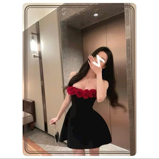 Đầm Thiết kế 2Dây Cúp Viền Hoa Hồng Dáng Chữ A Chất pgen dày dặn mềm đẹp đứng form, Chuẩn mẫu