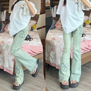 Quần jeasn giãn ống loe thêu siêu hot