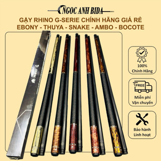 Cơ bida pool Rhino - G Seri, đầu 12.5m, tay da, ren radial (3/8/8) tặng kèm full phụ kiện