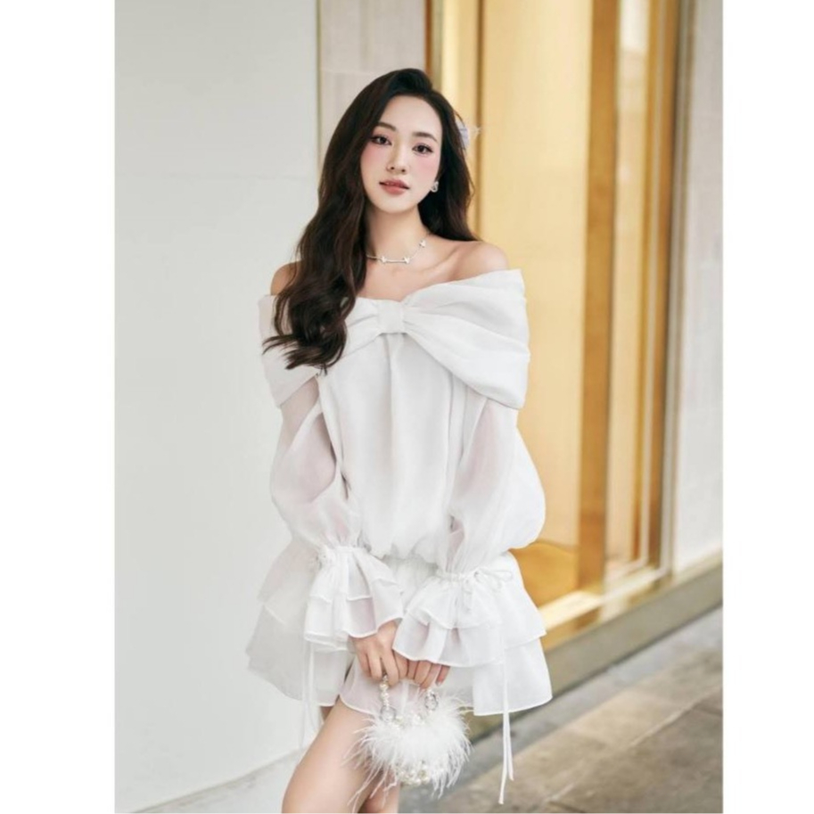 [TẶNG QUẦN/ SẴN] VÁY TƠ TRỄ VAI ĐÍNH NƠ LAMY TIỂU THƯ SIÊU XINH V16 | BigBuy360 - bigbuy360.vn