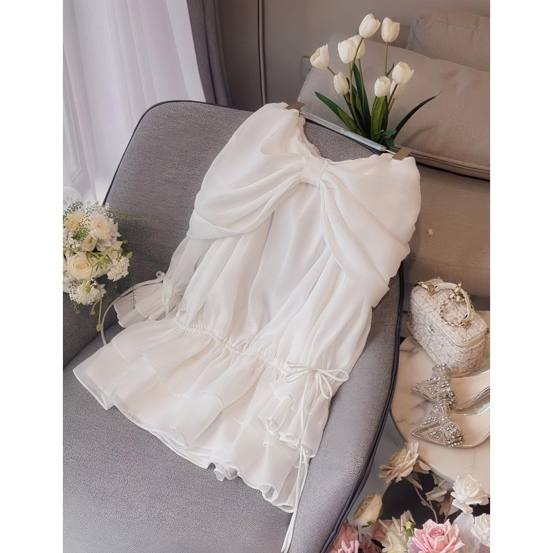 [TẶNG QUẦN/ SẴN] VÁY TƠ TRỄ VAI ĐÍNH NƠ LAMY TIỂU THƯ SIÊU XINH V16 | BigBuy360 - bigbuy360.vn