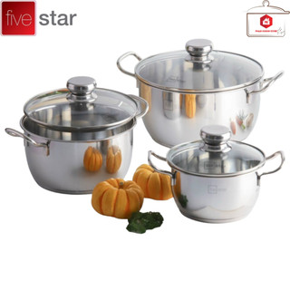 Bộ 3 nồi Inox 3 đáy Fivestar Royal Cool Sử Dụng Được Trên Mọi Loại Bếp