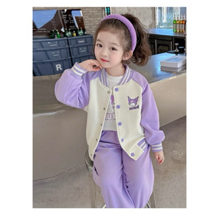 Set bộ nỉ tàu in hình kuromi, labubu dễ thương cho bé gái size 9-44kg (D15)