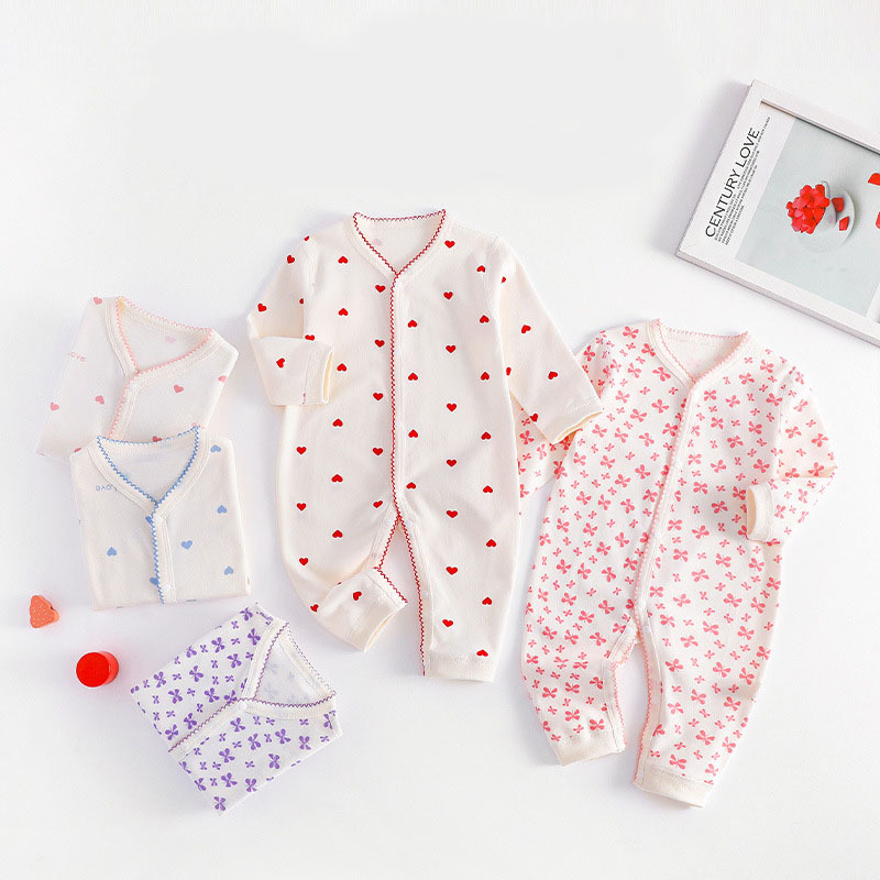 Bộ đồ liền thân Body dài tay vải cotton cho bé trai bé gái sơ sinh hàng Quảng Châu Xuất Khẩu
