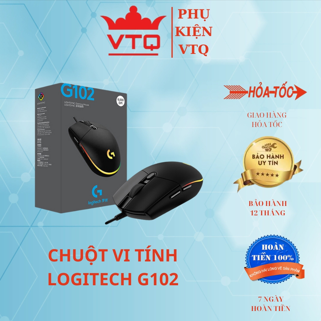 Chuột chơi game, dùng văn phòng Logitech G102 Led RGB 8000DPI. Hàng nhập khẩu bảo hành 12 tháng