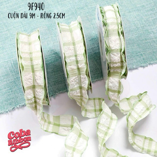 Voan nhún bèo Hàn Quốc mềm mại, bản rộng 2.5cm, dùng trang trí bánh kem, gói hoa, gói quà - 1 cuộn 9 mét