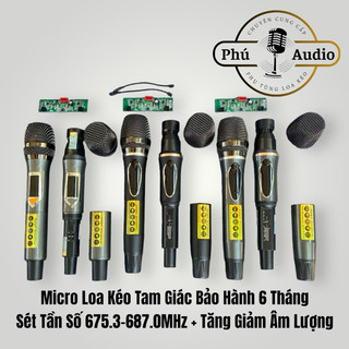 Micro Loa Kéo Tam Giác Sóng UHF sét tần số có tăng giảm âm lượng